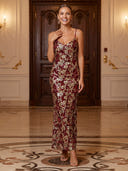 Sequin Mermaid V Neck Spaghetti Straps Long Evening Dresses