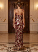 Sequin Mermaid V Neck Spaghetti Straps Long Evening Dresses