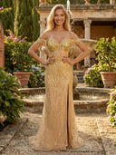 Sequin Mermaid Off Shoulder Long Evening Dresses with Corset