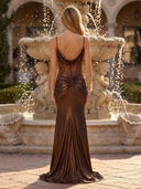 Metallic Satin Mermaid Sweetheart Spaghetti Straps Long Evening Dresses with Ball Gown