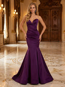 Satin Mermaid Strapless Sleeveless Long Evening Dresses with Pleated