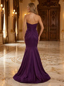 Satin Mermaid Strapless Sleeveless Long Evening Dresses with Pleated