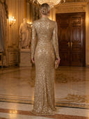 Sequin Mermaid Round Neck Long Sleeves Evening Dresses