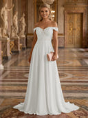 A Line Off Shoulder Sleeveless Long Evening Dresses