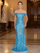 Mermaid Sequin Off Shoulder Sleeveless Long Evening Dresses
