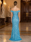 Mermaid Sequin Off Shoulder Sleeveless Long Evening Dresses