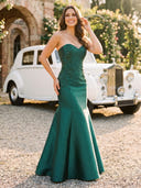 Satin Mermaid Sweetheart Strapless Long Evening Dresses