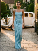 Satin Mermaid Spaghetti Straps Long Evening Dresses