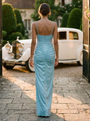 Satin Mermaid Spaghetti Straps Long Evening Dresses