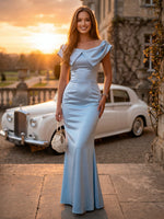 Satin Mermaid Off Shoulder Long Formal Dresses
