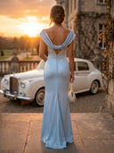 Satin Mermaid Off Shoulder Long Evening Dresses