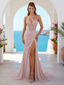Sequin Mermaid Sweetheart Strapless Long Evening Dresses with Slit
