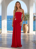 Satin Mermaid Strapless Long Evening Dresses
