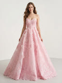 Tulle A Line Lace Strapless Long Evening Dresses with Flower