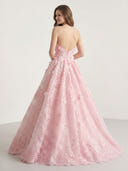 Tulle A Line Lace Strapless Long Evening Dresses with Flower