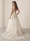 Lace A Line V Neck Long Evening Dresses with Embroidery