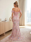 Mermaid Off Shoulder Sleeveless Long Evening Dresses with Slit