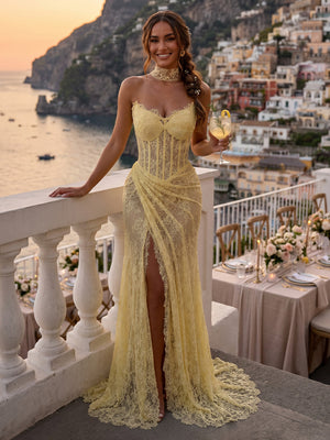 Mermaid Sweetheart Sleeveless Long Evening Dresses with Slit