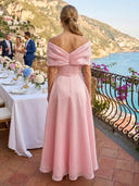 A Line Off Shoulder Sleeveless Long Evening Dresses