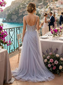 Mermaid Square Neck Sleeveless Long Evening Dresses with Slit