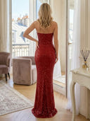 Mermaid Sequin Strapless Sleeveless Long Evening Dresses