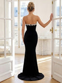 Satin Mermaid Strapless Long Evening Dresses