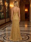 Sequin Mermaid Spaghetti Straps Long Evening Dresses