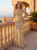 Mermaid Off the Shoulder Long Evening Dresses with Flower
