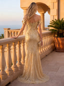 Mermaid Off the Shoulder Long Evening Dresses with Flower