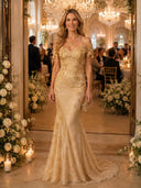 Mermaid Off the Shoulder Long Evening Dresses with Flower