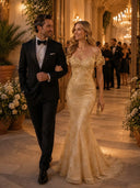 Mermaid Off the Shoulder Long Evening Dresses with Flower