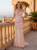 Mermaid Off the Shoulder Long Evening Dresses with Flower