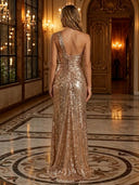 Sparkly Sequin Mermaid One Shoulder Long Evening Dresses
