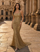 Sequin Mermaid Halter Long Evening Dresses with Pleated