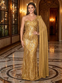 Sequin Mermaid One Shoulder Long Evening Dresses