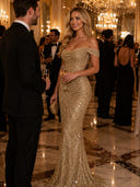 Glitter Sequin Mermaid Off Shoulder Long Evening Dresses with Corest