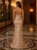 Sparkly Sequin Mermaid Sweetheart Strapless Long Evening Dresses
