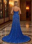 Sparkly Sequin Mermaid Strapless Long Evening Dresses