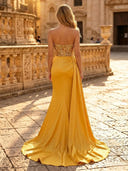 Sparkly Sequin Mermaid Strapless Long Evening Dresses with Slit