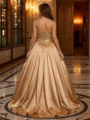 Satin A Line Spaghetti Straps Long Evening Dresses with Sequin
