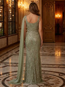Glitter Sequin Mermaid Spaghetti Straps Long Evening Dresses