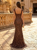 Sparkly Sequin Mermaid Spaghetti Straps Long Evening Dresses