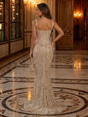 Sparkly Sequin Mermaid Spaghetti Straps Long Evening Dresses