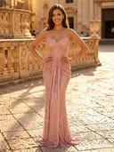 Glitter Sequin Mermaid Sweetheart Sleeveless Long Evening Dresses