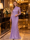 Sparkly Sequin Mermaid Long Sleeves Long Evening Dresses