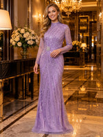 Sparkly Sequin Mermaid Long Sleeves Long Evening Dresses