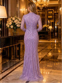 Sparkly Sequin Mermaid Long Sleeves Long Evening Dresses