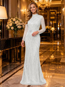 Sparkly Sequin Mermaid Long Sleeves Long Evening Dresses
