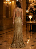Glitter Sequin Mermaid Halter Sleeveless Long Evening Dresses