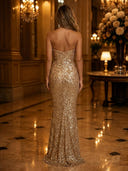 Sparkly Sequin Mermaid Strapless Long Evening Dresses